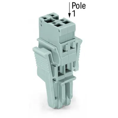 1-conductor female plug; Locking lever; 4 mm²; 4-pole; 4,00 mm²; gray