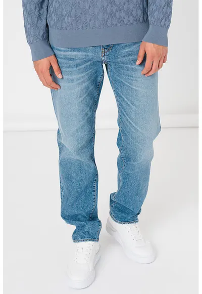 Blugi relaxed fit cu talie medie - Albastru