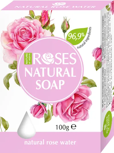 Nature of Agiva Roses Săpun cu apă de trandafiri, 100 g
