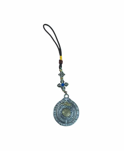 Amuleta feng shui cu 8 simboluri norocoase si zodii chinezesti argintiu