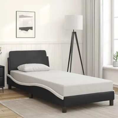 vidaXL Cadru de pat, Dover, alb/negru, 80x200 cm, piele ecologică