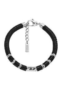 Bratara din otel inoxidabil decorata cu pietre de hematite - Negru/Argintiu