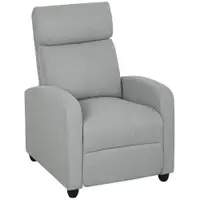 HOMCOM Fotoliu relaxant, reglabil 135°, suport extensibil pentru picioare, căptușeli, poliester de in, Gri deschis | Aosom Romania