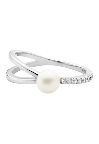 Inel argint cu perla naturala si zirconia - Tressé