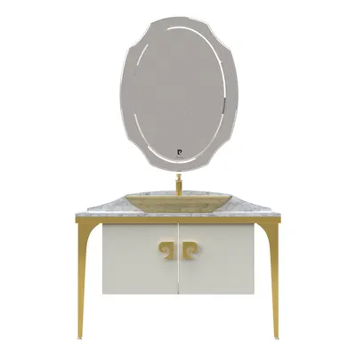 Set mobilier baie Pierre Cardin Venus 3 piese alb-auriu 120 cm