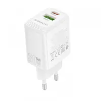 Incarcator Retea Borofone BN29 Fuente, 30W, 3A, 1 x USB-A - 1 x USB-C, Alb