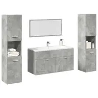 Gossi set mobilier de baie, 4 piese, gri beton, lemn compozit