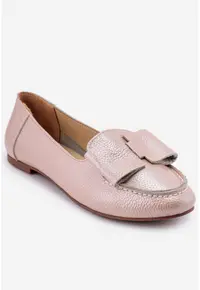 Mocasini dama roz sidefat cu funda - Roz