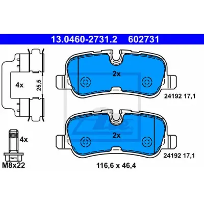 Set placute frana, frana disc ATE 13.0460-2731.2