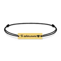 Nasty - Bratara personalizata snur si tablita din argint 925 placat cu aur galben 24K