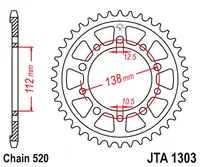 JT - Foaie (spate) Aluminiu JTA1303, 43 dinti - CBR600 900- 00 R6- 02 R1 15
