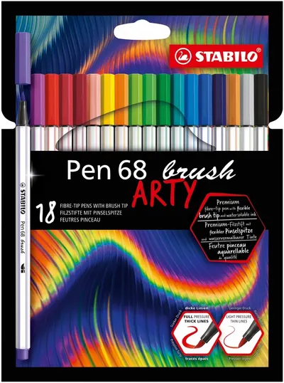 Pixuri marcatoare Stabilo Arty - Pen 68 Brush, 18 culori