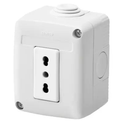 Protected Enclosure Complete With System Devices - With Socket-Outlet 2p+e 16 a Dual Amperage - Italian Standard - Ip40 - Grey Ral 7035