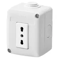 Protected Enclosure Complete With System Devices - With Socket-Outlet 2p+e 16 a Dual Amperage - Italian Standard - Ip40 - Grey Ral 7035