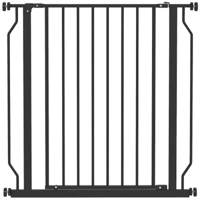 PawHut Poartă Extensibilă și Reglabilă pentru Câini, pentru Scări și Uși, din Oțel și ABS, 75-85x76 cm, Negru | Aosom Romania