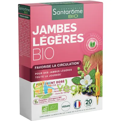 Jambes Legeres Bio (Picioare Usoare) Ecologic/Bio 20fiole