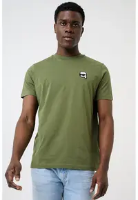 Tricou de bumbac cu monograma discreta - Verde feriga