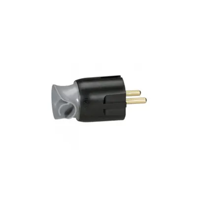 Stecher 2P+E - 16 A - Fr/German standard - cable orientation - negru/gri - gencod label