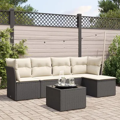 Gossi set mobilier de gradina cu perne, 6 piese, negru, poliratan