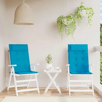 Gossi perne de scaun cu spatar inalt, 2 buc, bleu, tesatura oxford