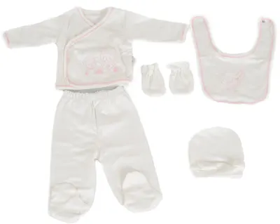 Set maternitate pentru bebeluşi Cangaroo - Welcome Angel, 5 piese, alb/roz