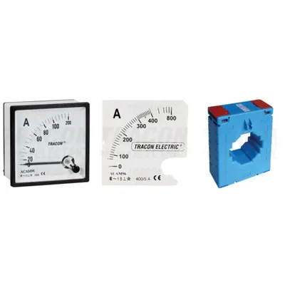Pachet Complet Masurare Curent 2000A AC Clasa 0.5: Ampermetru Analogic ACAM96-5, Scala SCALES-AC96-2000 si Transformator Curent AV1002000SH