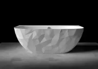 Cada freestanding compozit, 160 x 80 cm, lipita de perete, model 3D, alb lucios Foglia Linea