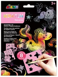 Șabloane Scratch Avenir - Unicorni, 8 șabloane, 2 foi
