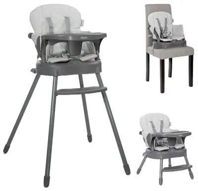 Scaun de masă 3 în 1 Lorelli - Siesta, Grey Leather