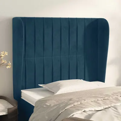 vidaXL Tăblie pat cu urechi albastru închis 103x23x118/128cm catifea