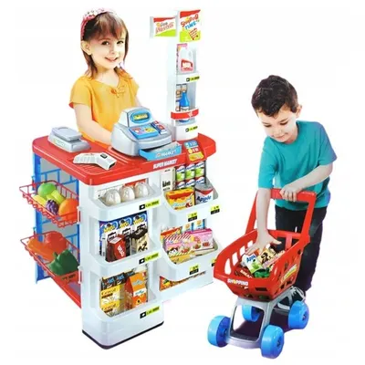 Set supermarket, 24 accesorii, lumini, efecte sonore, carucior cumparaturi, casa de marcat, 82x50x44 cm Engros