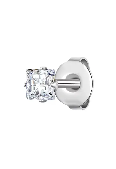 Cercel cu tija si cristal zirconia - 1 piesa - Argintiu