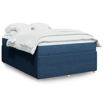 Gossi pat box spring cu saltea, albastru, 140x200 cm, textil