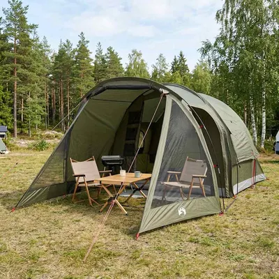 vidaXL Tent Cabină 4 persoană Verde măsliniu Poliester și oțel