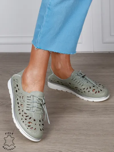PANTOFI CASUAL dama din Piele naturala PERFORATA CU MODEL CRL1356 barilla