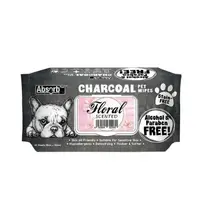 Servetele Umede pentru Caini Absorb Plus Charcoal, Floral, 80 Bucati