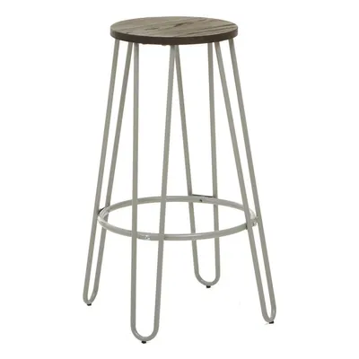Scaun de bar gri/în culoare naturală închisă din lemn de ulm (înălțime șezut 75 cm) District – Premier Housewares