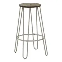 Scaun de bar gri/în culoare naturală închisă din lemn de ulm (înălțime șezut 75 cm) District – Premier Housewares