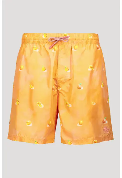 Pantaloni scurti de baie cu imprimeu cu fructe - Portocaliu