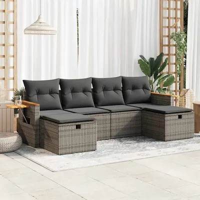 Gossi set mobilier gradina cu perne, 6 piese, gri, poliratan