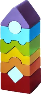 Set de constructie din lemn - Turn - 8 piese