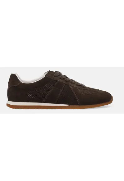 Pantofi sport din piele intoarsa - cu perforatii si profil jos
