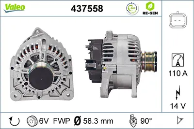 Alternator (14v, 110a) Potrivit Dacia Duster, Duster Suv, Logan, Logan Express, Logan Mcv, Sandero; Nissan Micra Iii, Nv200, Nv200 Evalia, Tiida; Renault Clio Ii 1.5d-1.6lpg 09.98