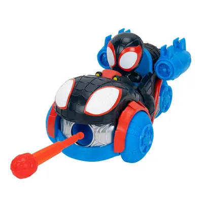 Vehicul cu lansator de sageti si figurina, Spidey and His Amazing Friends, Spin, Negru