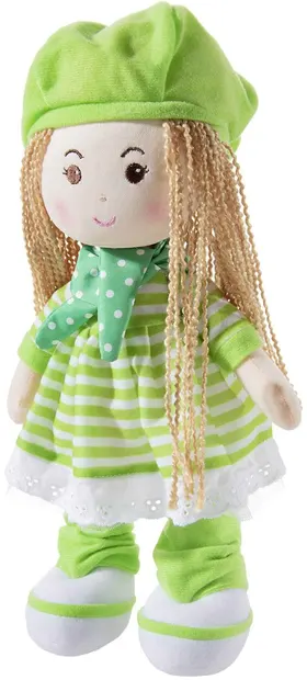 Papusa moale Heunec Poupetta - Cu sapca verde, 30 cm