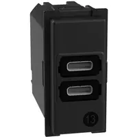 Incarcator USB 2 x porturi tip C 15W Bticino Living Now K4191CC, alb, negru, nisip