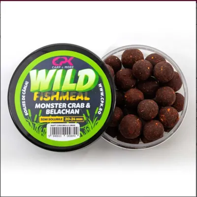 BOLIES CARLIG WILD CARP FISHMEAL Monstercrab & Belachan 20 & 24mm SEMISOLUBILE