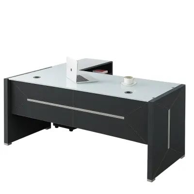 Birou Managerial Elegance cu blat din sticla - dimensiuni H750*D800*W1800 mm