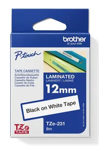 Banda continua Brother TZE231, 12mm x 8m, laminata pentru aparat de etichetare imprimanta
