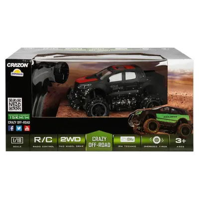 Masina de teren cu telecomanda, Crazon, Crazy Off-Road, 1:18, Negru-Rosu